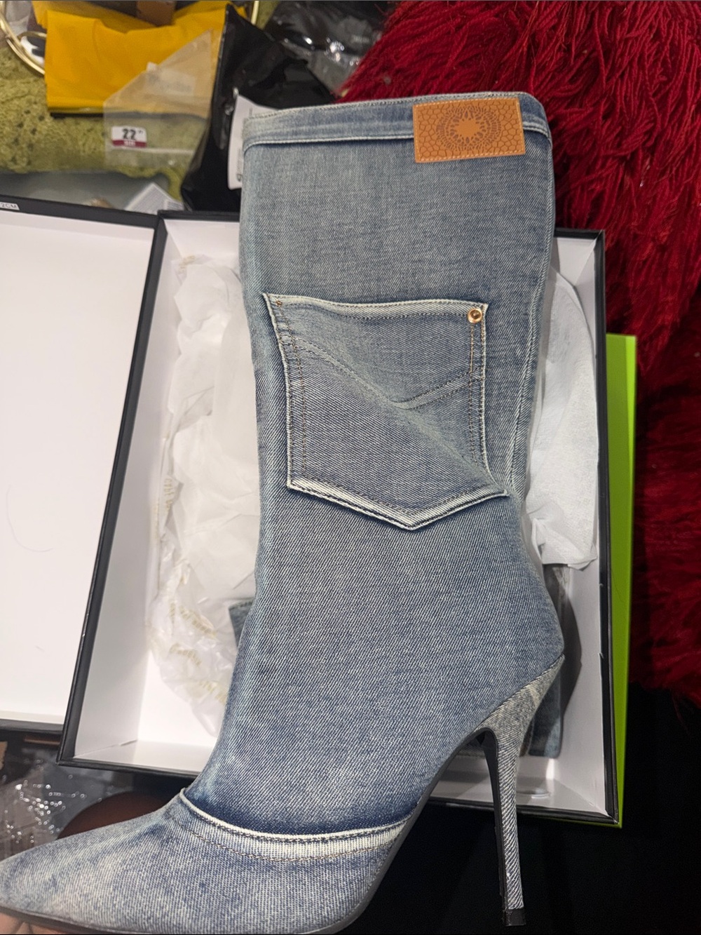 Cape Robbin Light Blue Denim Stiletto Ankle Boot